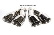 Polished Stainless Quad Slant Exhaust Tips Single 2.5 Inlet Dual 3 Outlet