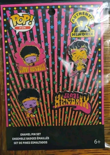 FUNKO JIMI HENDRIX Flaming Guitar Set of 4 Enamel Pin set Authentic Hendrix NEW!
