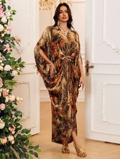 African Printed Women Dashiki Batwing Sleeve Maxi Dress Loose Kaftan Party Gown