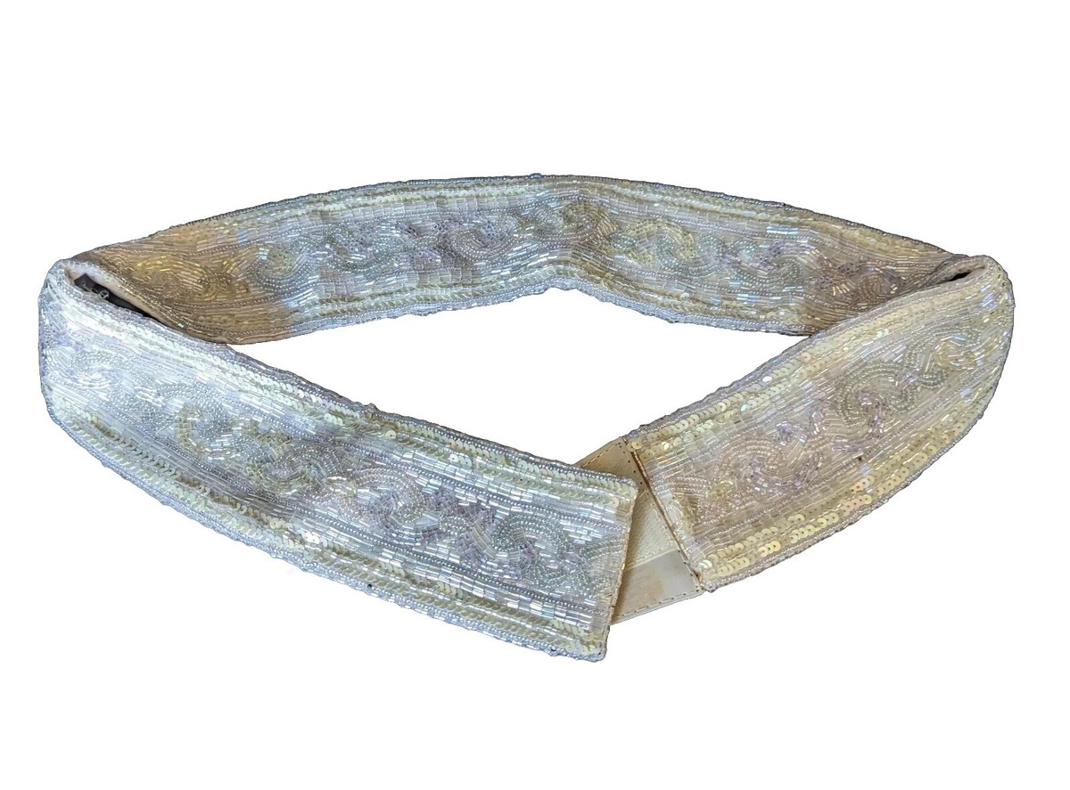 Vintage Christian Dior Iridescent Sequin Beaded Wrap Belt  display picture 3