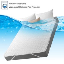 Quilted Mattress Cover Waterproof Pad Protector Fitted Bedsheet Pad Topper Cover