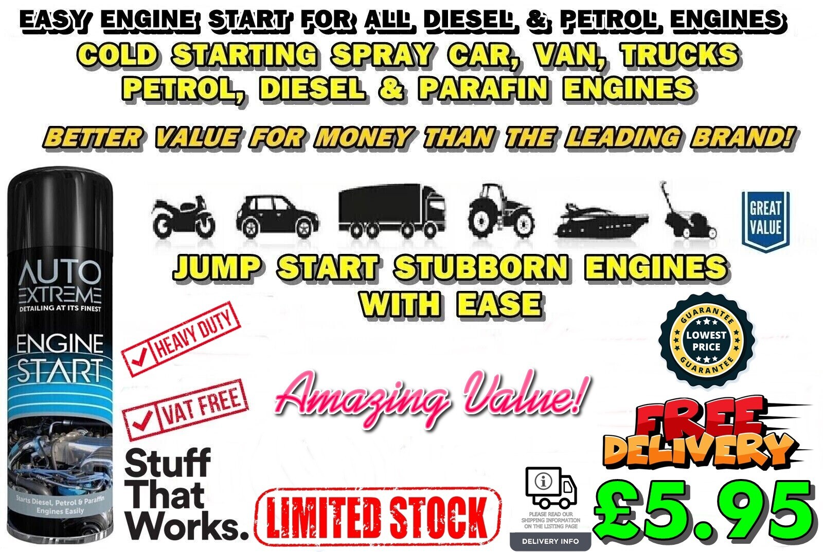 EASY START SPRAY FOR PETROL DIESEL & PARAFFIN ENGINES JUMP START COLD START 5010218326170 eBay