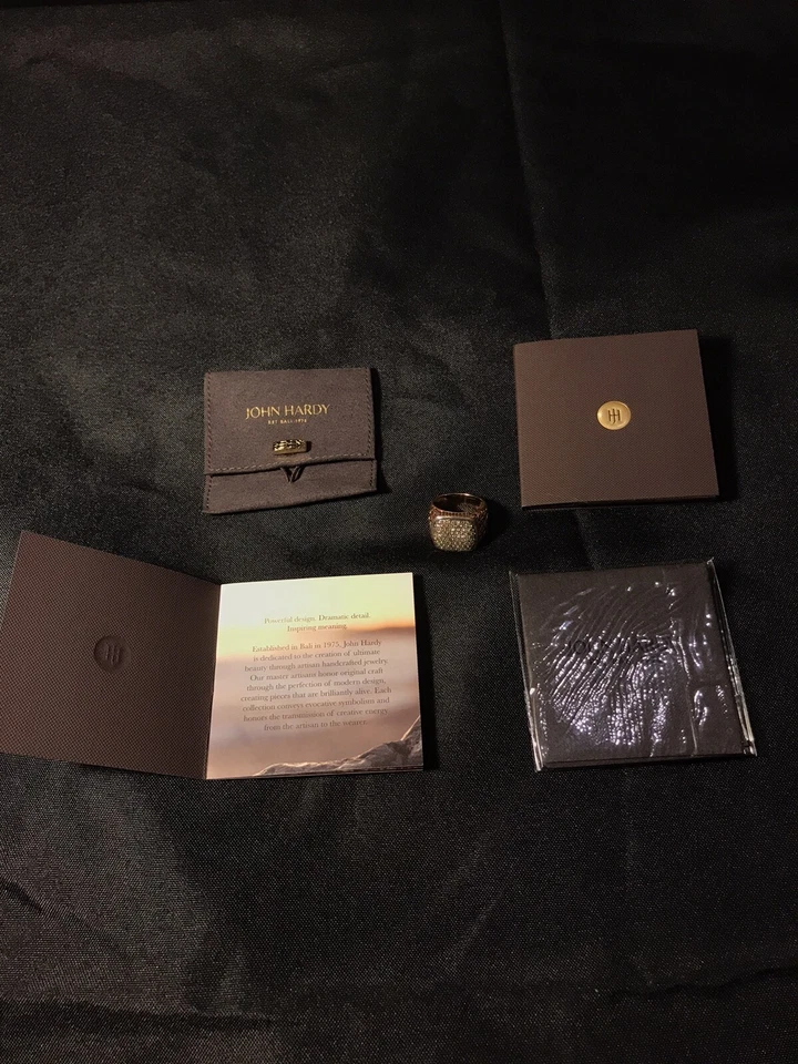 RARO ANILLO DE BRONCE CADENA CLÁSICA DIAMANTES ORO COÑAC JOHN HARDY TALLA 10 AUTÉNTICO Foto 3 de 4