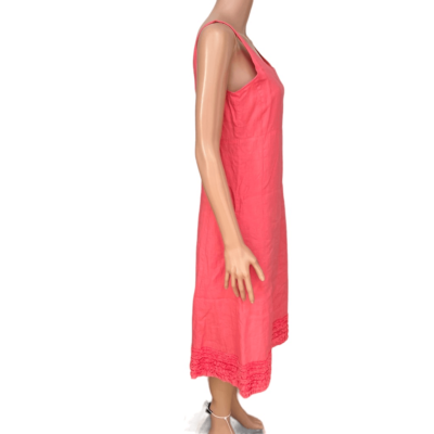 Eileen Fisher pink dress lined with ruffle hem linen blend side zip size XS  | eBay