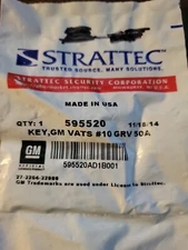 Strattec 595520 (OEM) single-sided VATS Key #10 for GM vehicles with groove 50A