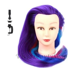 31" Cosmetology Mannequin Hair Hairdresser Training Manikin Doll Wig Head Purple