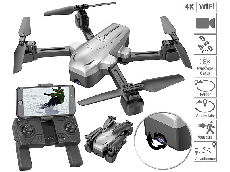 Drone pliable GPS Simulus GH-260.fpv avec caméra 4K noire - 2