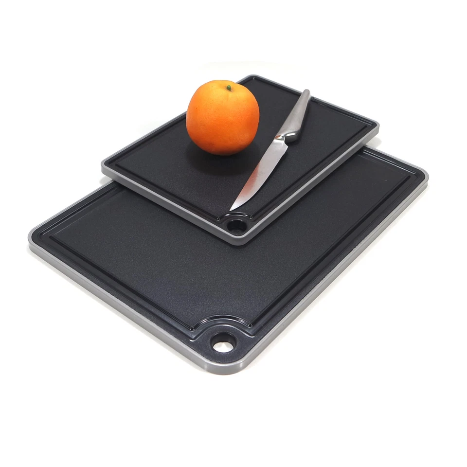 ANTI-RUTSCH Schneidebrett Frühstücksbrettchen Tranchierbrett Kunststoff Schwarz - Bild 3 von 4