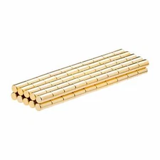 1/10 x 2/10 Inch Neodymium Rare Earth Cylinder Magnet Gold Coated N52 (100 Pack)