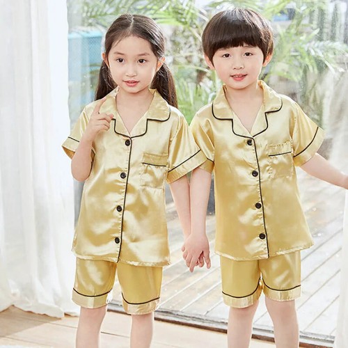 New Season Children's Satin Silk Pajamas Sets Kids Pyjamas Girls SSleepwear - Picture 11 of 37