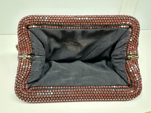 VTG Brown Reflective Lucite Tiles Disco Purse Handbag Glam Textured Clutch Purse - Picture 12 of 13