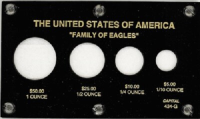 Capital Holder Gold Eagles (50,25,10,5) Black 3.5 x 6 Snap Display Gift 4 Slots