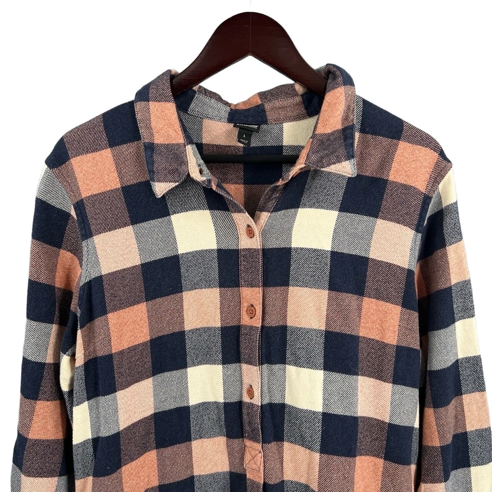 Patagonia Shirt Dress Plaid Flannel Long Sleeve Pockets Organic Cotton Large - Image 2 of 4