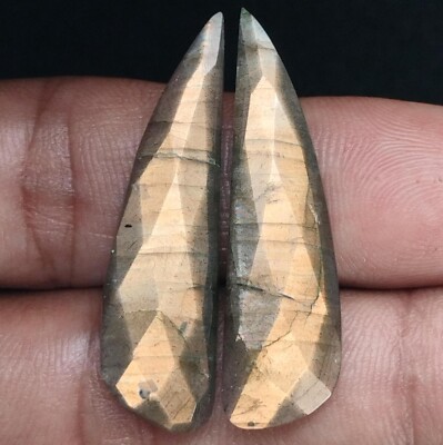 Pair of Natural Labradorite Gemstone Cabochons - Create Unique Jewelry Pieces