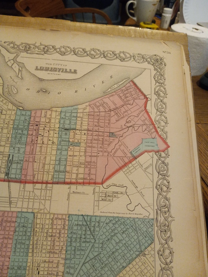 MAPA DE COLTON'S LOUISVILLE & NEW ORLEANS 1859 17,5" X 14" DE JOHNSON & BROWNING Foto 3 de 4