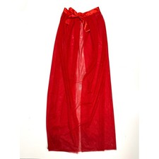 Whimsigoth Goth Vampy Red Sheer Mesh Open Front Maxi Skirt Satin Tie Waist