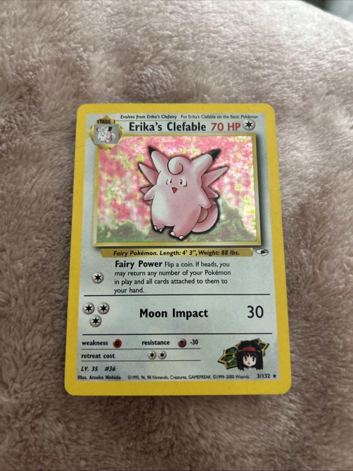 ERIKA'S CLEFABLE Pokemon Card - WOTC - 1st Edition - Gym Heroes - 3/132 - NM (A)