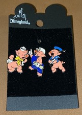 2000 ~ Disney Pin DLR The Three Little Pigs Fifer, Fiddler & Practical Set of 3