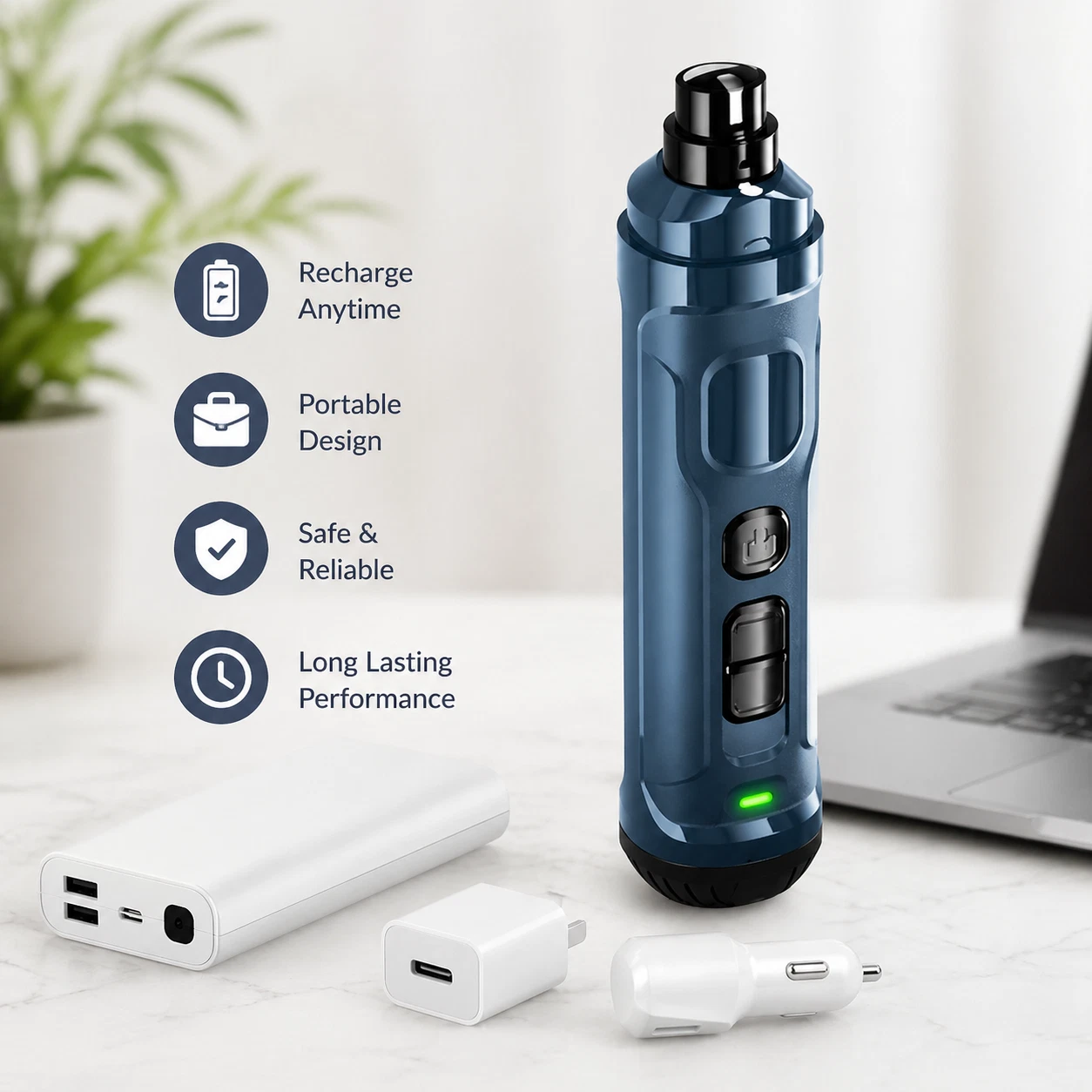 Dog Nail Grinder Electric Pet Nail Trimmer USB Rechargeable LED Nail File Tool