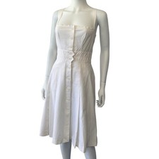 Prada White Button Front Midi Dress Cotton Blend - Size 44/UK 12
