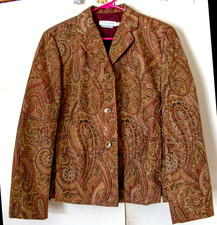 VTG Garfield Marks Fully Lined Blazer Women s Sz Small 6 Paisley Tapestry
