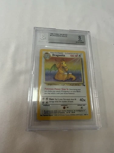 1999 POKEMON Fossil Dragonite Holo R  4/62 BGS 8 NM-MT