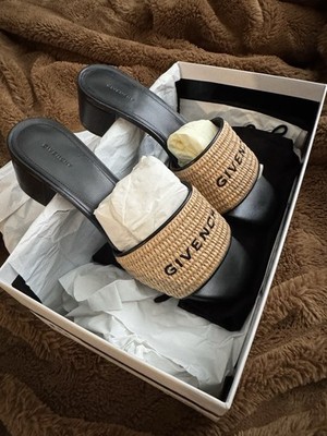 Givenchy Women's Slip-On Block Heel Logo Sandals Beige/Black EU 38.5