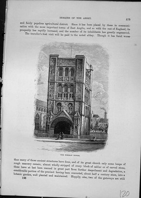 Original alter antiker Druck Normannischer Turm Abtei Begraben Architektur Cassell um 1882