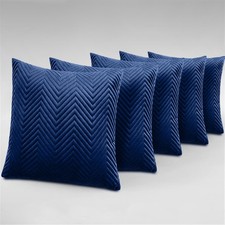 Pack of 4 Stripe Velvet Cushion Covers Decorative 18 x 18 Square Cushions Throw