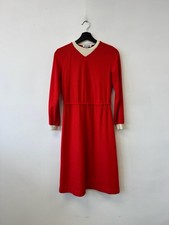 Vintage Melissa Petites Sweater Dress Womens Small Red Midi Elastic Waist 70s