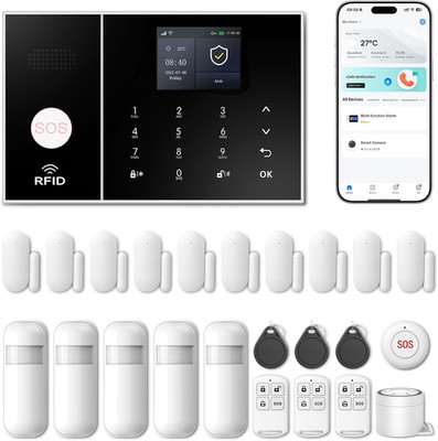 Wireless Alarm System for Home Security,4 Pcs Home Alarm System Wireless DIY Kit