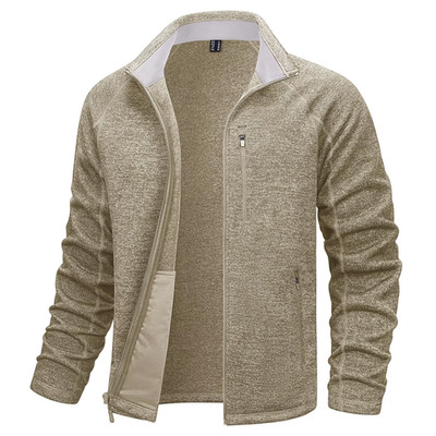 H Herren Strickjacke Fleece Warm Reißverschluss Pullover Freizeit Wandern Sport