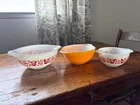 3 Vintage Pyrex Mixing Bowls Friendship Birds.  Cinderella Handles.