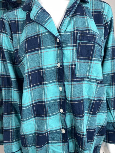 Lands End Women’s Flannel Pajama Set 2-pieceGreen XL 100% cotton Green black - Picture 4 of 6