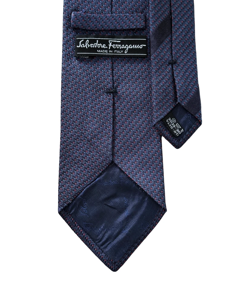 Gravata Salvatore Ferragamo gravata de seda ponto vermelho no azul - Imagem 2 de 4