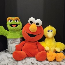 Sesame Street Plush Lot   Weighted Elmo 2 lb , Big Bird  Oscar the Grouch