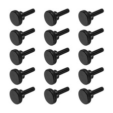 M6x20mm Black Steel Flat Head Shoulder Knurled Thumb Screws 15Pcs