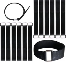 12 Inch Reusable Fastening Cable Straps - Hook and Fixing Straps - 12 Pack