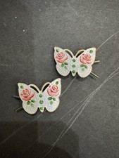 vtg guilloche Butterfly Hair Clips