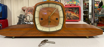Vgt Art Deco F Mouthe Mantle Clock with Key 22 X 8 1/2 Decor Rare