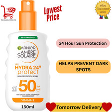 Garnier Ambre Solaire SPF 50 Hydra 24H Protect Sunscreen Lotion 150ml UV Face Bo 53.20 per litre