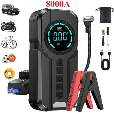 8000A Car Jump Starter with Air compressor Power Bank Battery Charger Portable