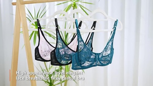 Sheer Lace Bra Women Bras 36-58 AA ABCDD Sissy Brassiere Lady Sexy Lingerie BHS - Video 1 of 1