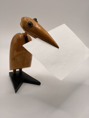 Vintage MCM wooden Dodo Bird Recipe Card Holder Desk Paper Note 
