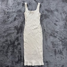 Uniqlo Womens Ribbed Knit Scoop Neck Tank Midi Dress Cream Off White XS