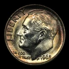 1962 10C Roosevelt Dime-90% Silver  Gem Bu Near Full Bands Nice Toning- SMH 2103