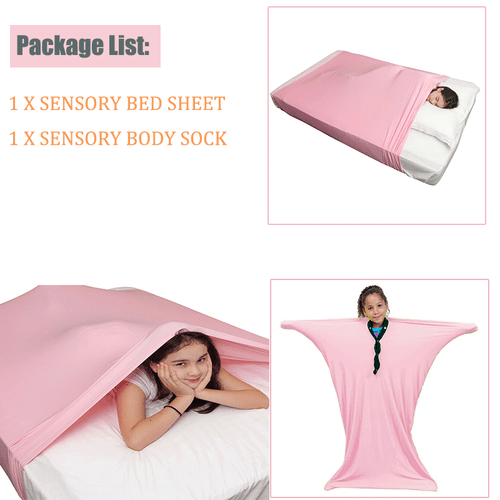 Sensory Compression Bed Sheet + Sensory Sock Body Wrap for Kids Autism
