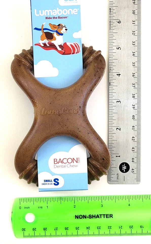 Paquete de 6 MASTICABLES DENTALES SABOR TOCINO LUMABONE perro pequeño de menos de 30 libras hecho en EE. UU. Foto 3 de 4