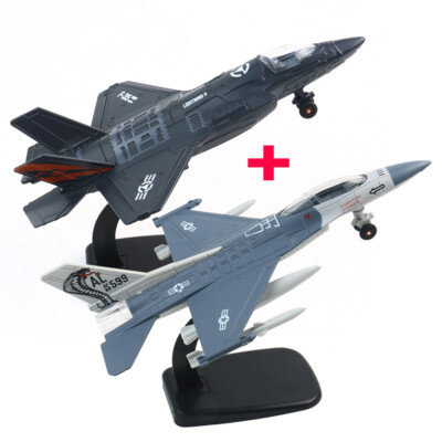 F-35 + F-16 1:72 Fighter Jet Aircraft Diecast Plane Model w/ Light & Sound Scale