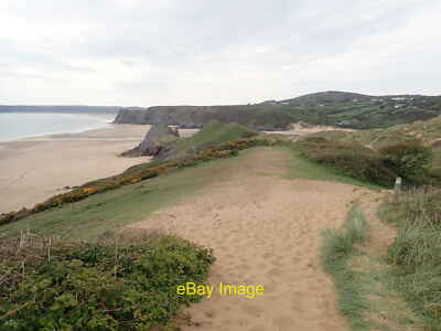 Photo 6x4 Heading west over the sand dunes to Three Cliffs Bay Fox Hole  c2019